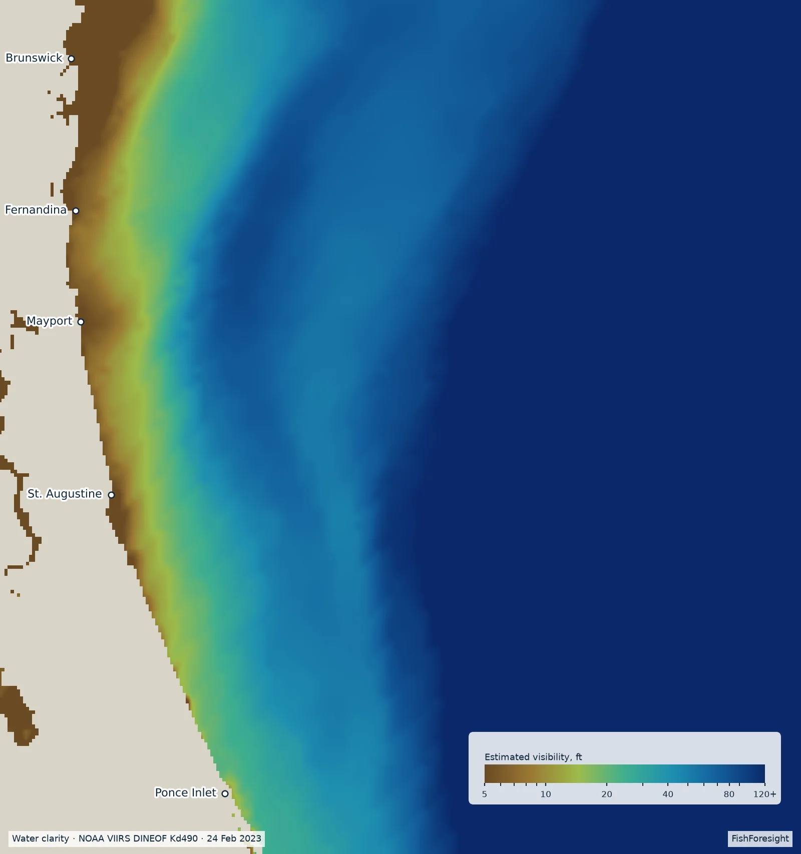 Estimated underwater visibility