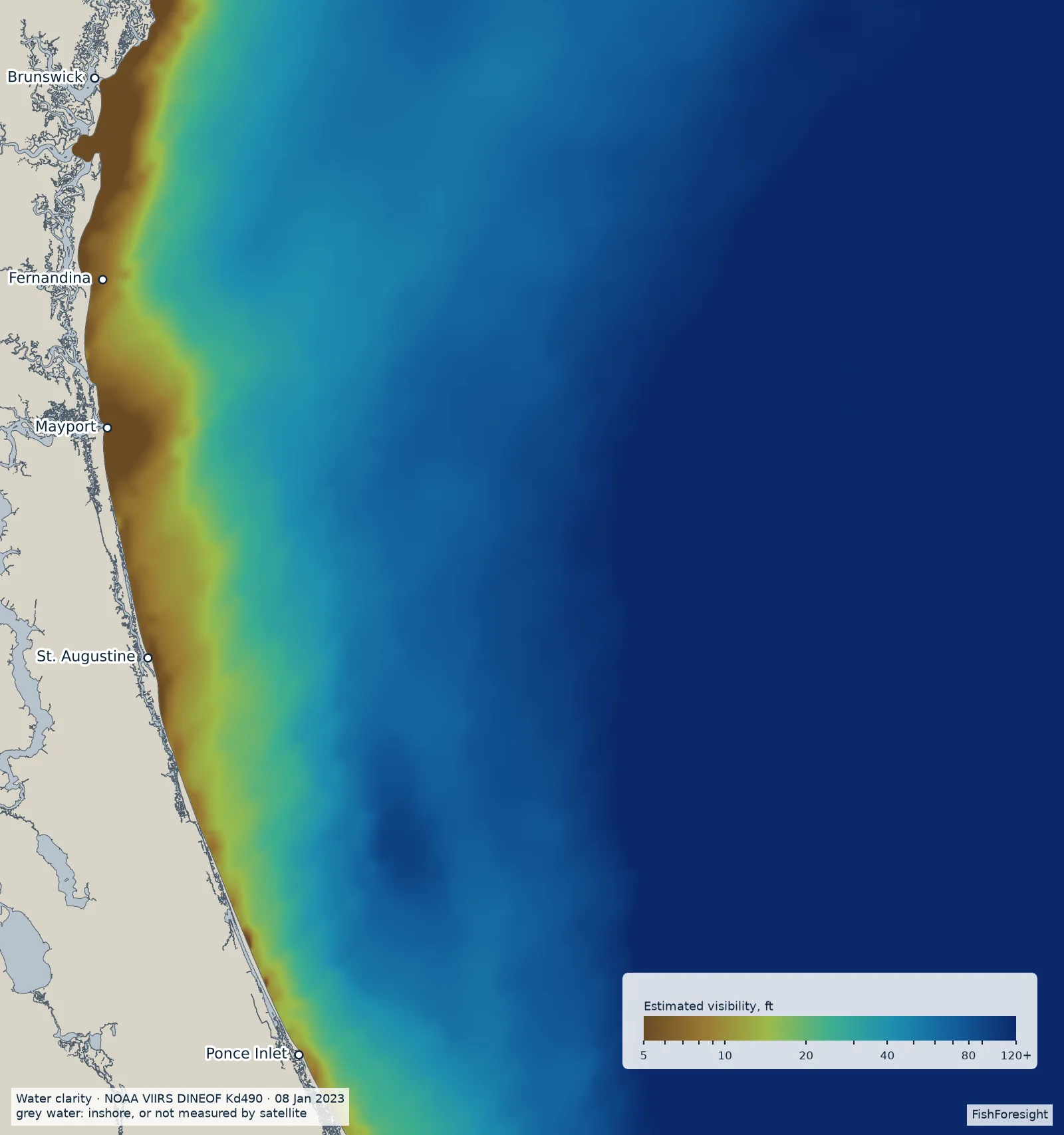 Estimated underwater visibility